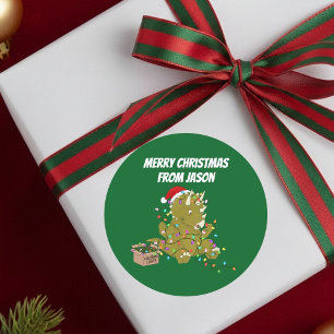 Funny Triceratops Tangled Christmas Lights Classic Round Sticker
