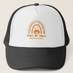 Funny Trick Or Teach Rainbow Halloween Physics Tea Trucker Hat