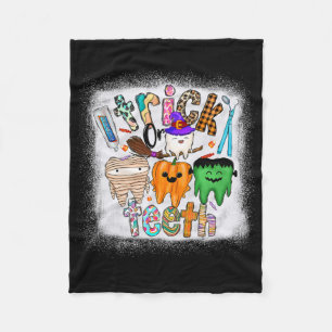 Funny Trick Or Teeth Dental Istant Dentist Hallowe Fleece Blanket