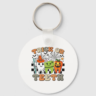 Funny Trick Or Teeth Halloween Dental Hygienist Or Key Ring