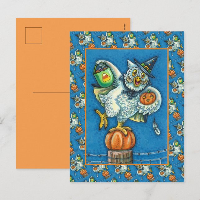 FUNNY TRICK OR TREAT SMELL MY FEET HALLOWEEN OWL HOLIDAY POSTCARD (Front/Back)