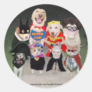 Funny Trick or Treaters Classic Round Sticker