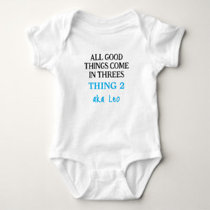 Funny Triplets Outfit With Name, Custom Boy Baby Bodysuit