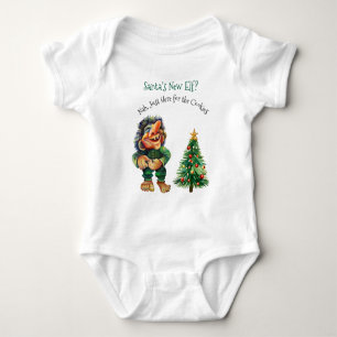 Funny Troll Baby Christmas Santa’s New Elf Bodysuit