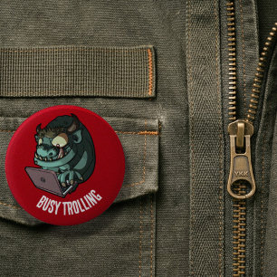 Funny Troll Busy Trolling Internet Laptop Cartoon 6 Cm Round Badge