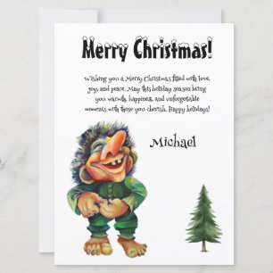 Funny Troll Christmas Card with Custom Name