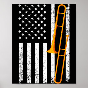 Funny Trombone Art For Men Women Jazz Music Trombo Poster