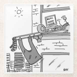 Funny Trombone Player. Trombonist Glass Coaster