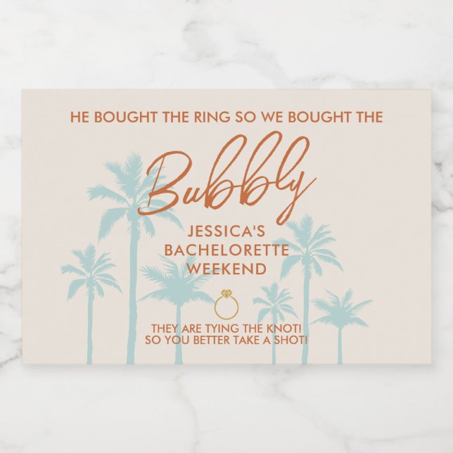 Funny Tropical Bachelorette Weekend Mini Sparkling Wine Label (Single Label)