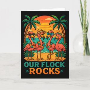 Funny Tropical Beach Vacation Pink Flamingo Card