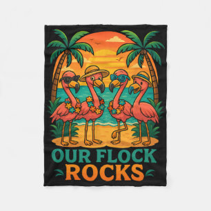 Funny Tropical Beach Vacation Pink Flamingo Fleece Blanket