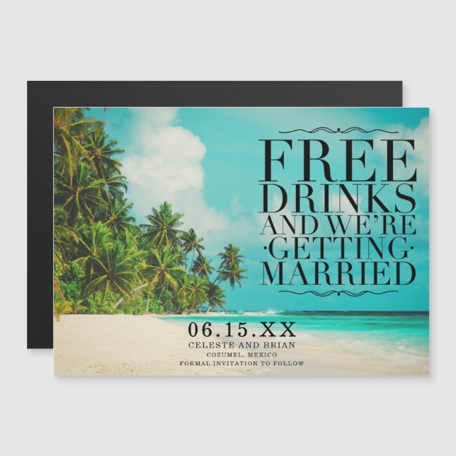 Funny Tropical Beach Wedding Save the Date (Front/Back)