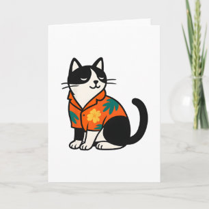 Funny Tropical Cat Hawaiian Aloha Vacation Design Card