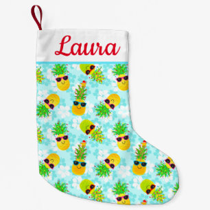 Funny Tropical Christmas Pineapples Small Christmas Stocking