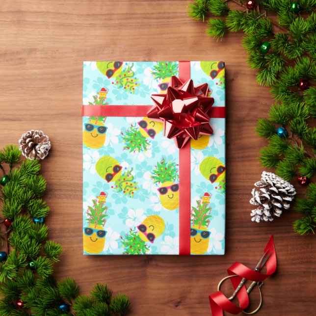 Funny Tropical Christmas Pineapples Wrapping Paper (Holiday Gift)