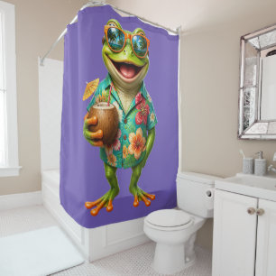 Funny Tropical Frog Shower Curtain   Colourful Haw