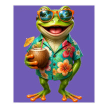 Funny Tropical Frog Wall Art Print | Colourful Haw