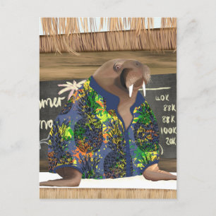 Funny Tropical Hawaiian Walrus Marine Life Postcard