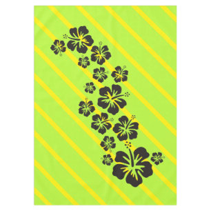 Funny Tropical Hibiscus blooms black + your backgr Tablecloth