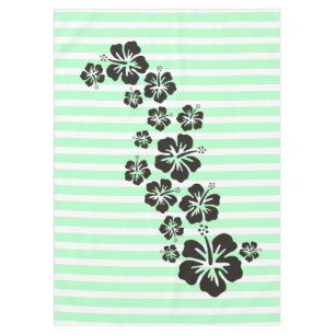 Funny Tropical Hibiscus blooms black + your backgr Tablecloth
