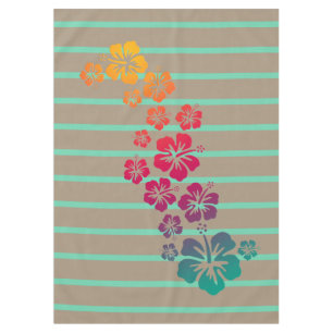Funny Tropical Hibiscus blooms colour + your backg Tablecloth
