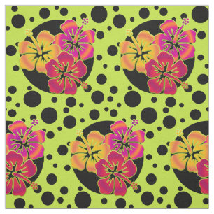 Funny Tropical Hibiscus blooms + your backgr Fabric