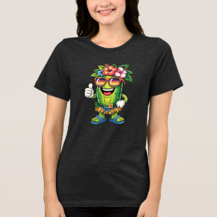 Funny Tropical Pickleball Beach Vibes Hawaiian Tri-Blend Shirt