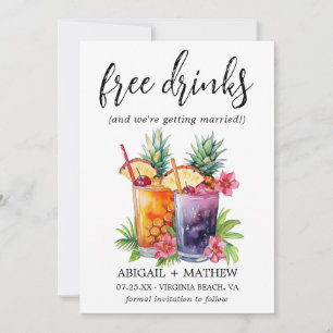 Funny Tropical Pineapple Cocktails Photo Wedding Save The Date