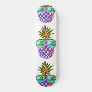 Funny tropical pineapple with sunglasses    skateboard