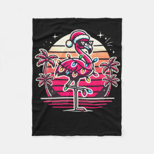 Funny Tropical Pink Flamingo Christmas In July Haw Fleece Blanket