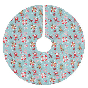 Funny Tropical Santa Brushed Polyester Tree Skirt