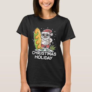 Funny Tropical Santa Claus Summer Surfing Christma T-Shirt