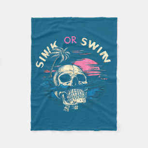 Funny Tropical Sunset Skull Sink Ocean Swim Fleece Blanket