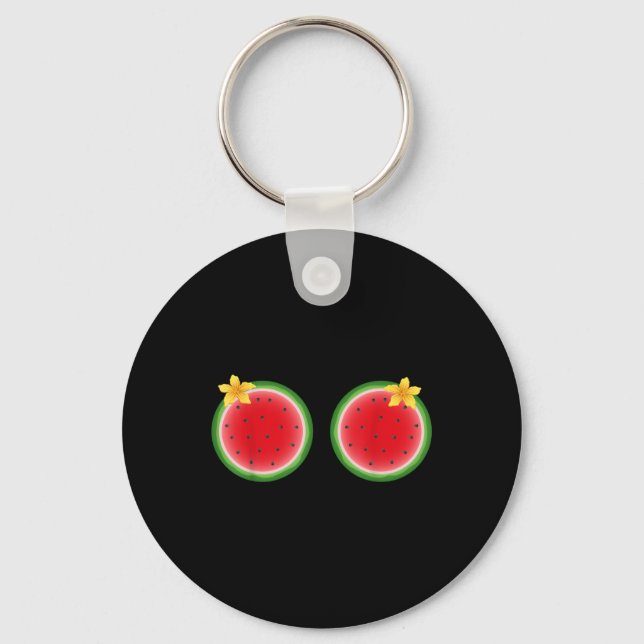 Funny Tropical Watermelon Slice S Summer Vacation  Key Ring (Front)