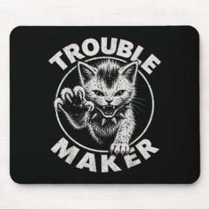 Funny Troublemaker Cat Rock Hand Punk Rebel Boys Mouse Pad