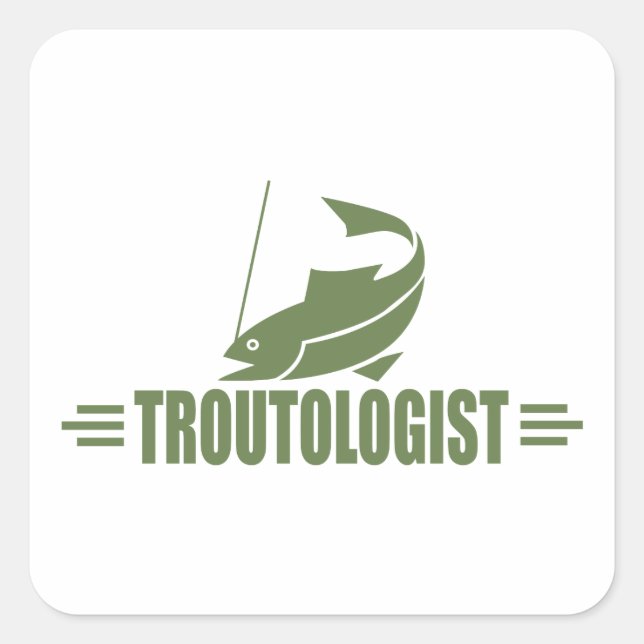 Funny Trout Fishing Square Sticker (Front)