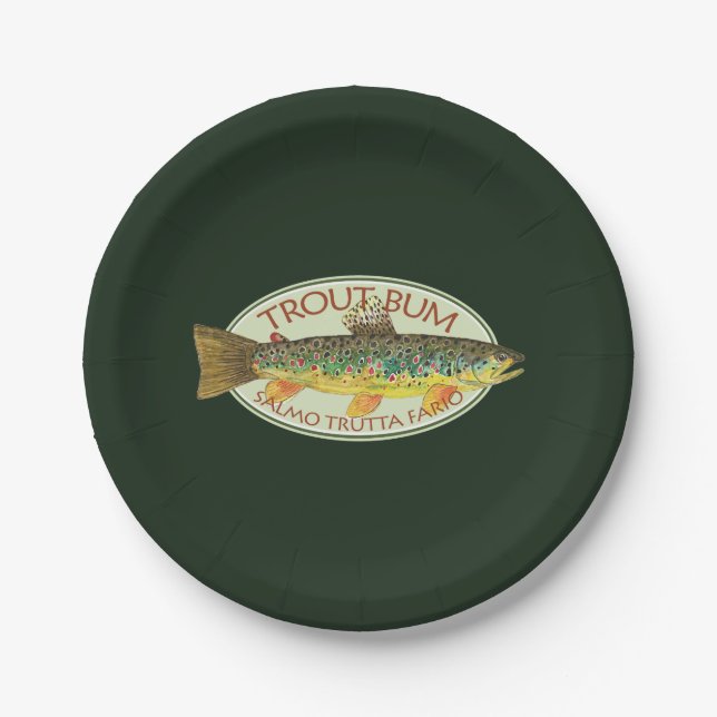 Funny Trout Fishing - TROUT BUM - Paper Plate (Front)
