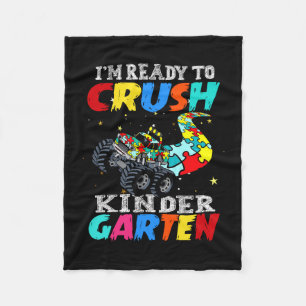 Funny truck autism puzzle crush nursery back to fleece blanket