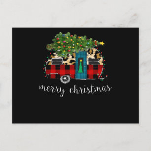 Funny Truck Camping Camper Christmas Buffalo Holiday Postcard