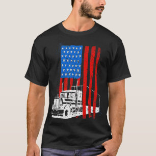 Funny Truck Driver American Flag 4th Of July Truck T-Shirt