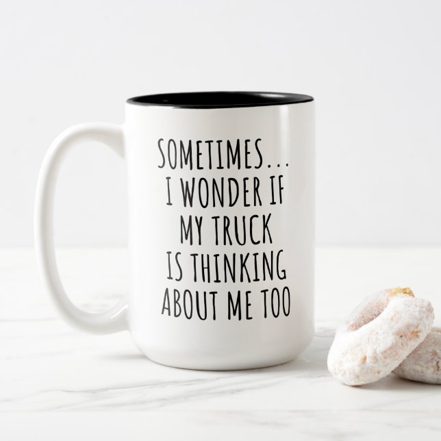 Funny Truck Lover Two-Tone Coffee Mug (With Donut)