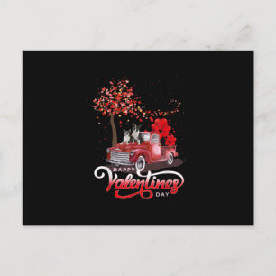 Funny Truck Valentines Day Boston Terrier Dog Hear Announcement Postcard