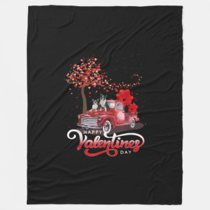 Funny Truck Valentines Day Boston Terrier Dog Hear Fleece Blanket