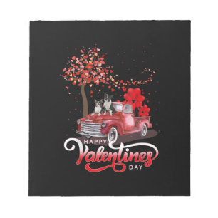 Funny Truck Valentines Day Boston Terrier Dog Hear Notepad