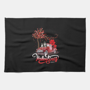 Funny Truck Valentines Day Boston Terrier Dog Hear Tea Towel