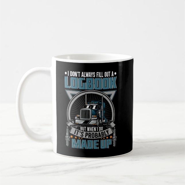 Funny Trucker Logbook Truck Driving On The Road Tr Coffee Mug (Left)