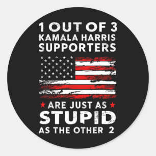 Funny Trump 1 Out Of 3 Kamala Harris Supporters Fe Classic Round Sticker