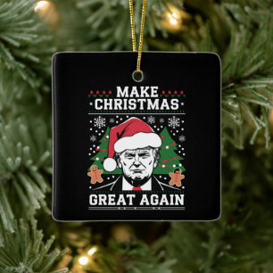Funny Trump 2024 Make Christmas Great Again  Ceramic Ornament