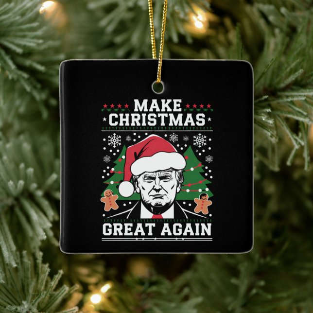 Funny Trump 2024 Make Christmas Great Again  Ceramic Ornament (Tree)