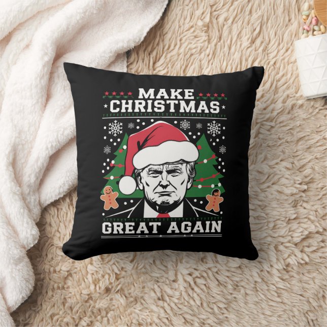 Funny Trump 2024 Make Christmas Great Again  Cushion (Blanket)